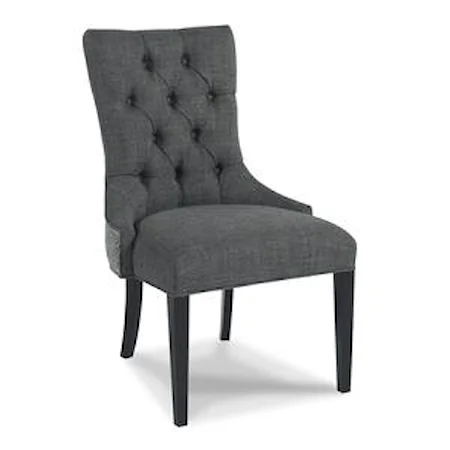 Traditional Upholstered Button-Tufted Dining Side Chair with Nailhead Trim